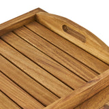 Natural Stained Acacia Wood Mobile Bar Cart With Wheels - Omega Lifestyles