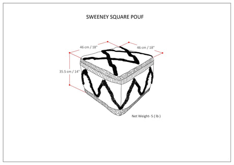 Handcrafted Wool Cotton Square Pouf Accent Furniture - Omega Lifestyles