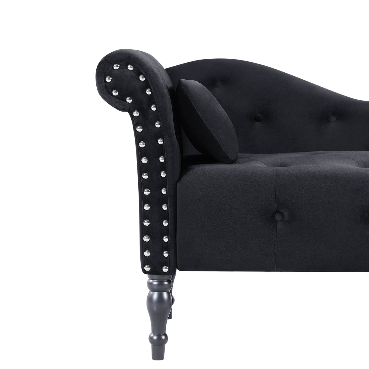 Velvet Tufted Armless Chaise Lounge With Pillow - Omega Lifestyles