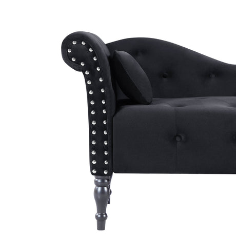 Velvet Tufted Armless Chaise Lounge With Pillow - Omega Lifestyles