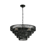 Rustic 5-Tier Black Hemp Rope Pendant Light Chandelier - Omega Lifestyles