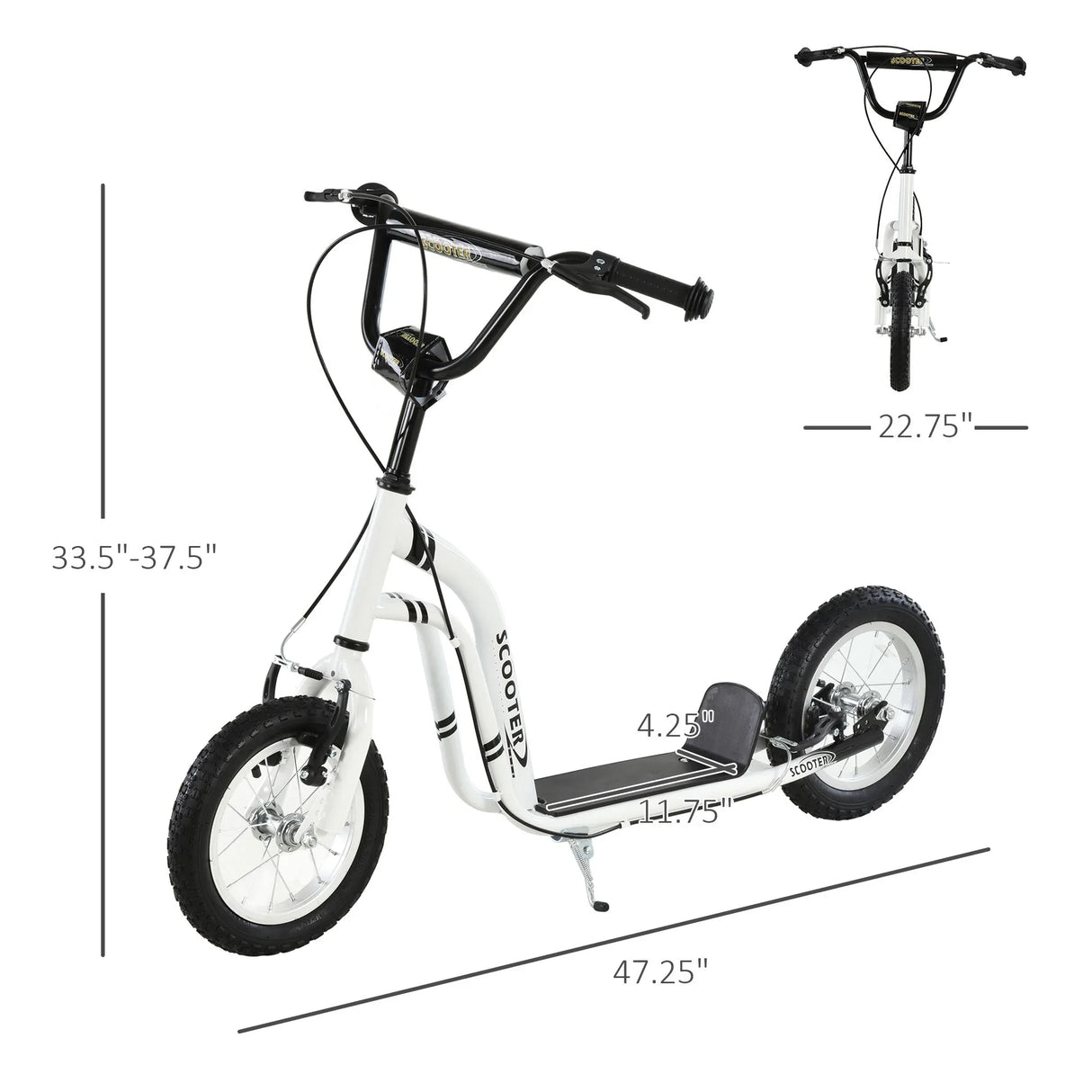Youth Scooter With Dual Brakes And 12-Inch Inflatable Wheels - Omega Lifestyles