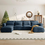 U-Shaped Modular Linen Blend Sofa With Ottomans - Omega Lifestyles