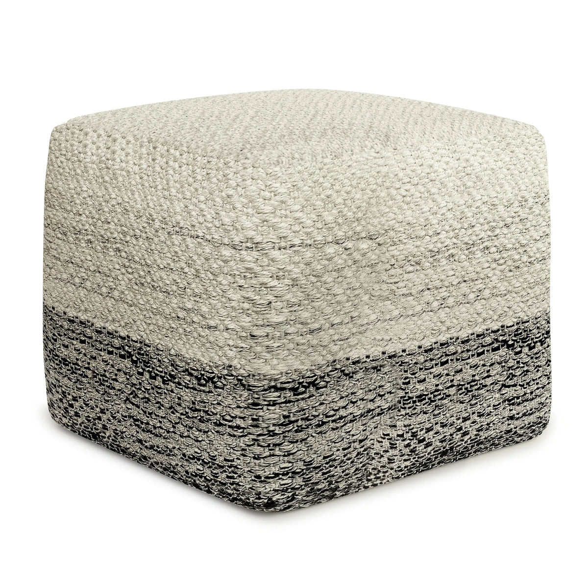 Square Woven Indoor Outdoor White Fabric Pouf Seat - Omega Lifestyles