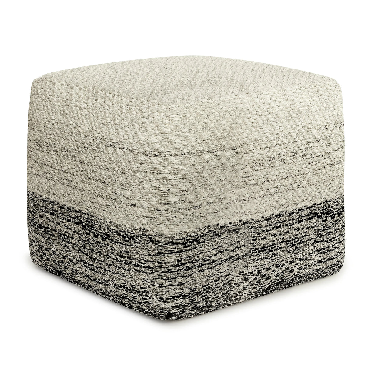 Square Woven Indoor Outdoor White Fabric Pouf Seat - Omega Lifestyles
