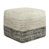 Square Woven Indoor Outdoor White Fabric Pouf Seat - Omega Lifestyles