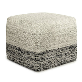 Square Woven Indoor Outdoor White Fabric Pouf Seat - Omega Lifestyles