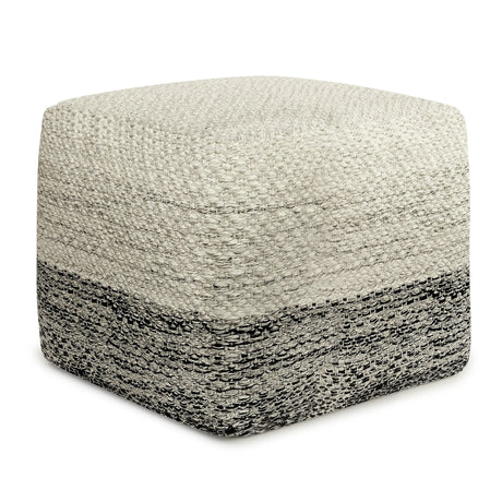 Square Woven Indoor Outdoor White Fabric Pouf Seat - Omega Lifestyles