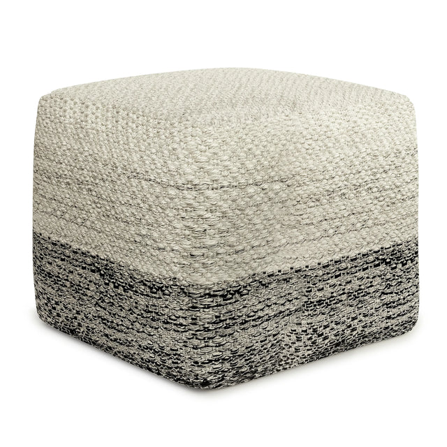 Square Woven Indoor Outdoor White Fabric Pouf Seat - Omega Lifestyles