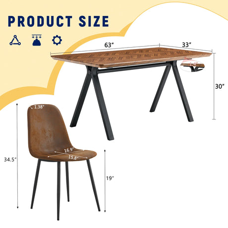 Transferred Walnut Leg Suede Backrest Dining Chair And Table Set - Omega Lifestyles