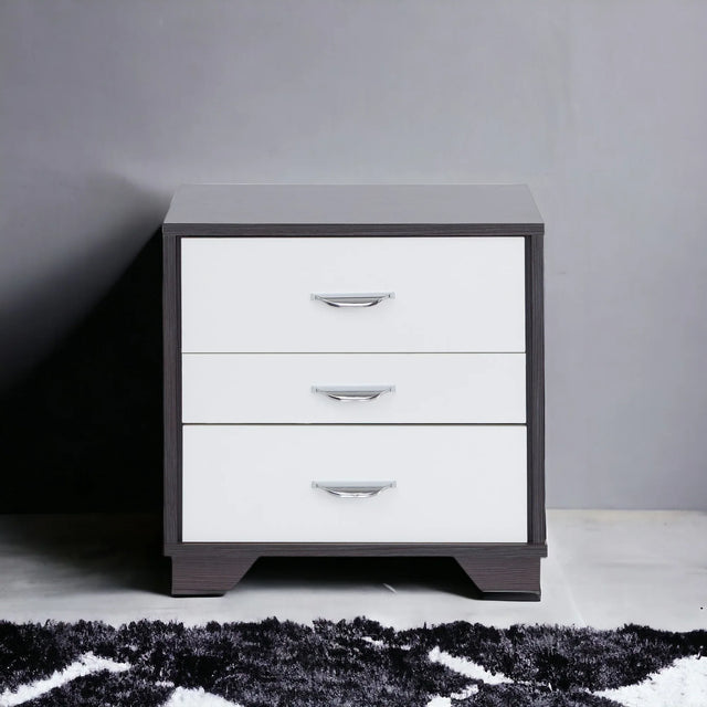 Contemporary White And Black MDF Accent Nightstand - Omega Lifestyles
