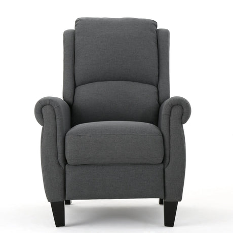 Charcoal Fabric Push Rack Recliner With Rubberwood Legs - Omega Lifestyles