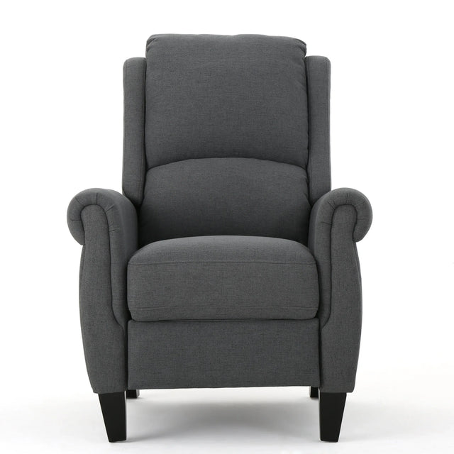 Charcoal Fabric Push Rack Recliner With Rubberwood Legs - Omega Lifestyles