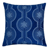 Blue Velvet Holiday Embroidered Snowflake Throw Pillow 20x20