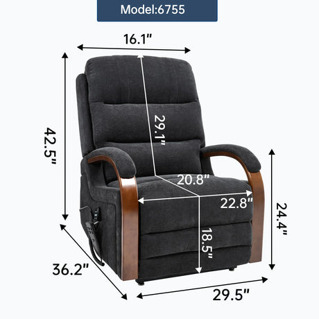 Power Chenille Lift Recliner Chair With Massage Heat - Omega Lifestyles