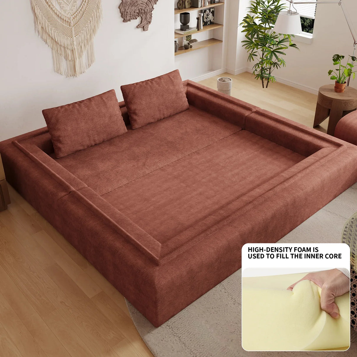 Orange Chenille Folding Memory Foam Sofa Bed Couch - Omega Lifestyles