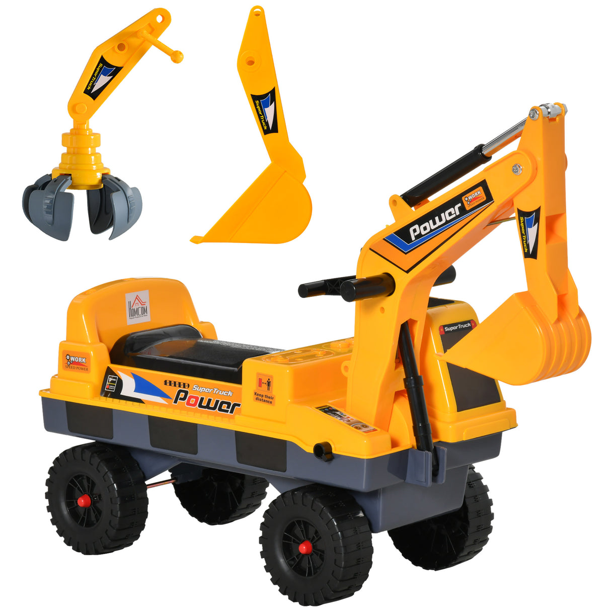 2-In-1 Ride-On Excavator Construction Truck With Storage