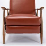 Medium-Firm Top Grain Leather Wood Arm Push Back Recliner - Omega Lifestyles