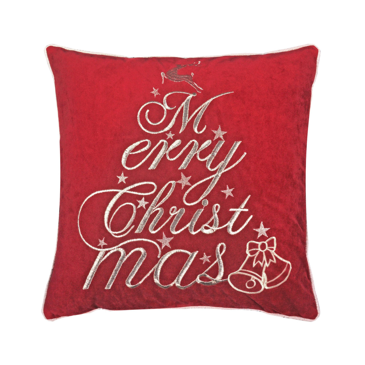Red Velvet Merry Christmas Embroidered Throw Pillow 20x20