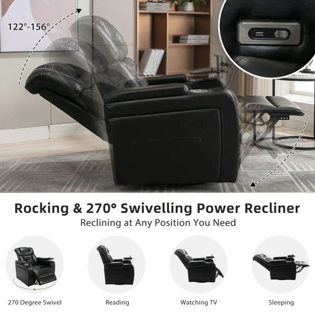 Power Reclining PU Leather Home Theater Recliner Chair - Omega Lifestyles