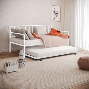 Full Contemporary White Metal Daybed With Trundle - Omega Lifestyles