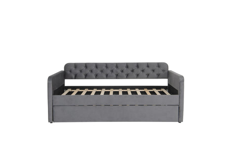Twin Velvet Upholstered Daybed Frame With Trundle USB - Omega Lifestyles