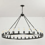 Large 53 Inch Matte Black Wagon Wheel Chandelier - Omega Lifestyles