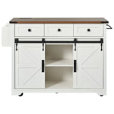 Farmhouse Kitchen Island Rolling Cart With Power Outlet - Omega Lifestyles