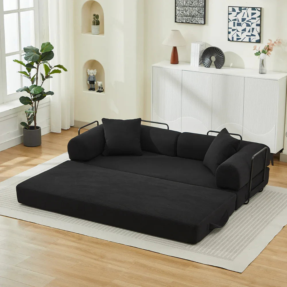 Corduroy Folding Sofa Bed With Foam Spring Mattress - Omega Lifestyles