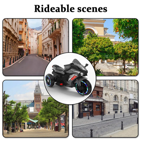 12V Grey Plastic Kids Electric Ride-On Motorcycle - Omega Lifestyles