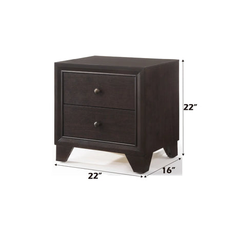 Espresso Synthetic Wood 2-Drawer Nightstand - Omega Lifestyles