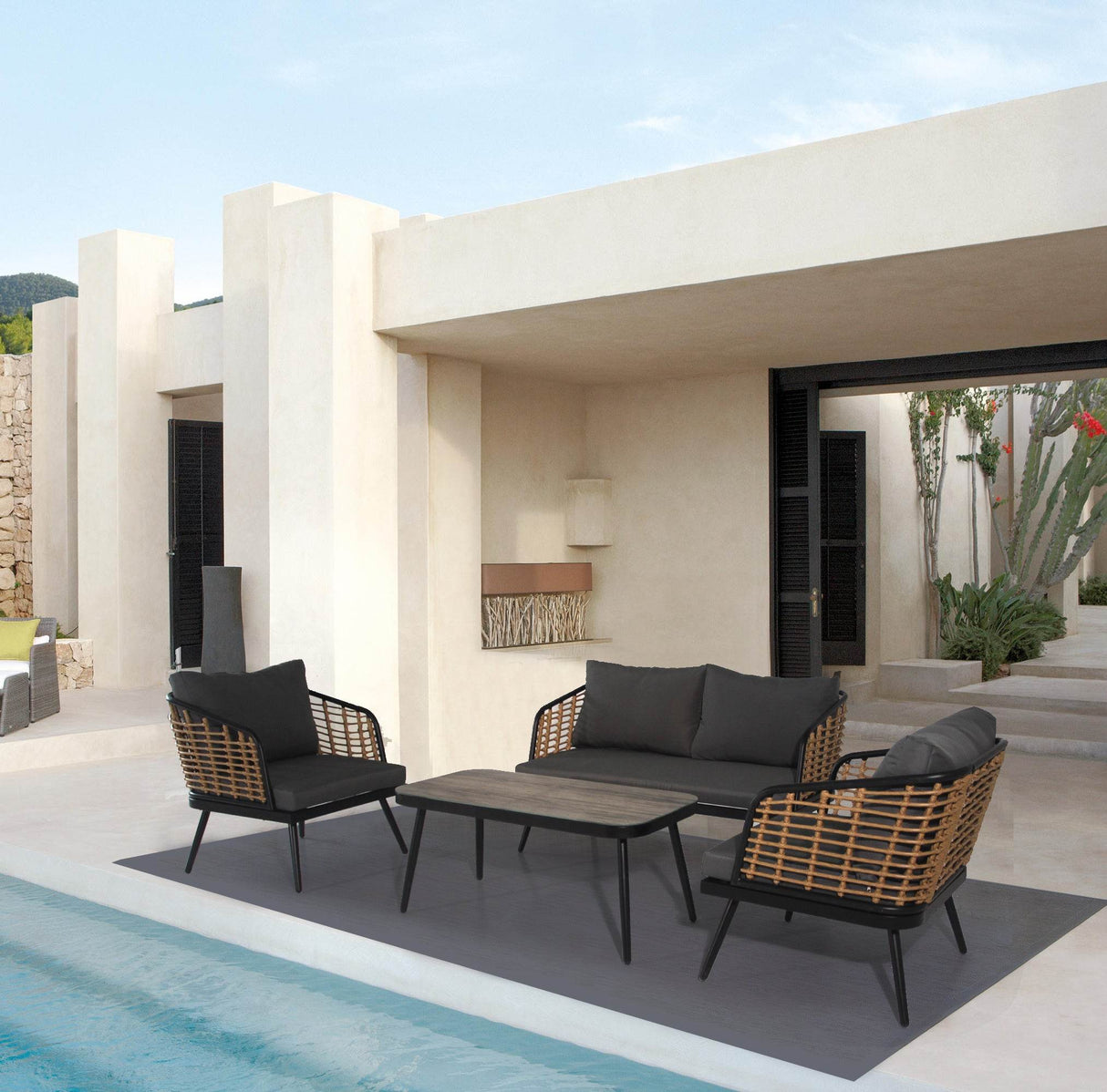 4-Piece PE Rattan Wicker Patio Sofa Set - Omega Lifestyles