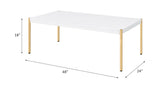 Minimalistic White Gold Finish Composite Wood Coffee Table - Omega Lifestyles