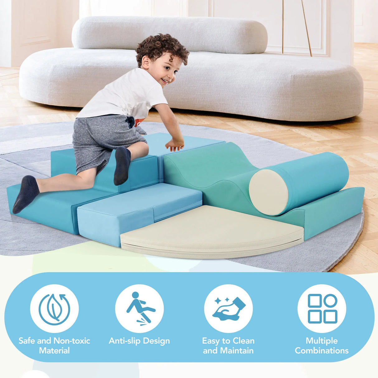 Indoor Soft Foam Climb And Crawl Playset For Kids - Omega Lifestyles