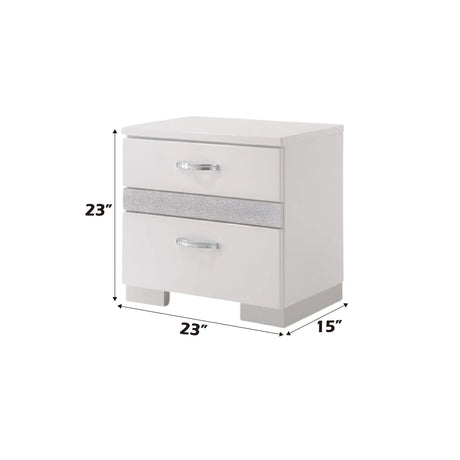 Modern White Synthetic Wood Nightstand With Jewelry Drawer - Omega Lifestyles