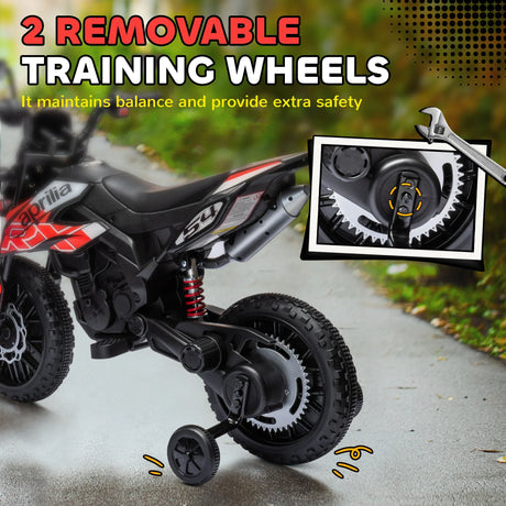 Aprilia Licensed 12V Electric Kids Motorcycle With Training Wheels - Omega Lifestyles