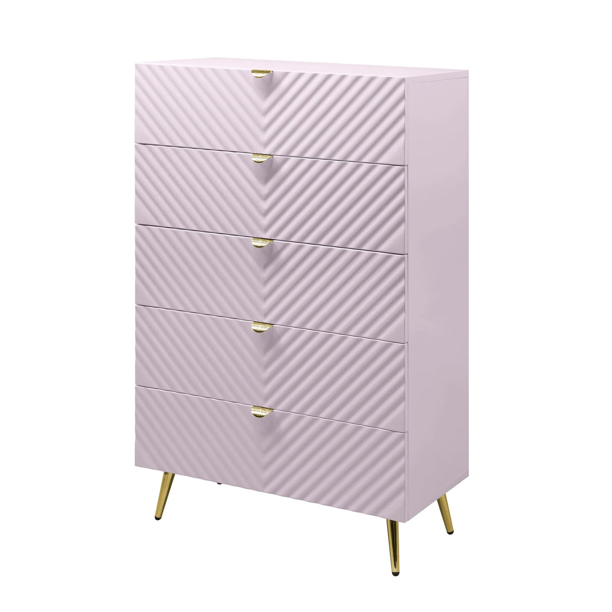 Pink High Gloss Wave Pattern 5-Drawer Chest - Omega Lifestyles