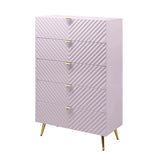 Pink High Gloss Wave Pattern 5-Drawer Chest - Omega Lifestyles
