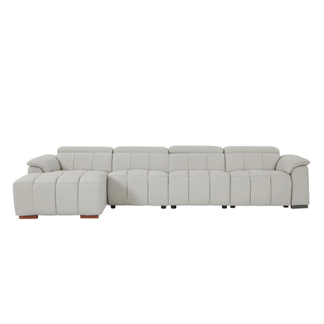 Electric Control Genuine Leather 4-Seat L Chaise Reclining Sofa - Omega Lifestyles