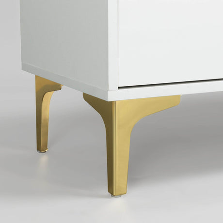 Antique White Particle Board TV Stand Console With LED Lights - Omega Lifestyles