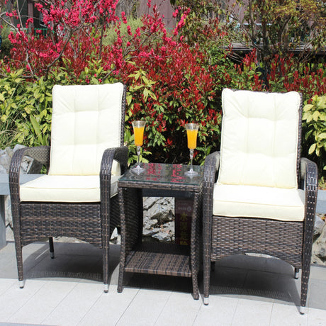 3-Piece Brown Rattan Outdoor Patio Furniture Set - Omega Lifestyles