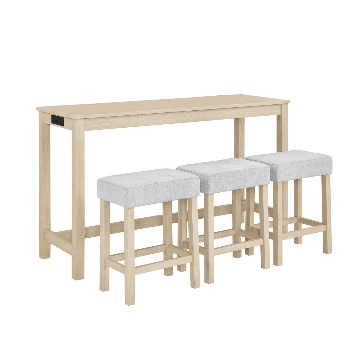 4-Piece Light Oak Solid Wood Bar Table And Stools Set - Omega Lifestyles
