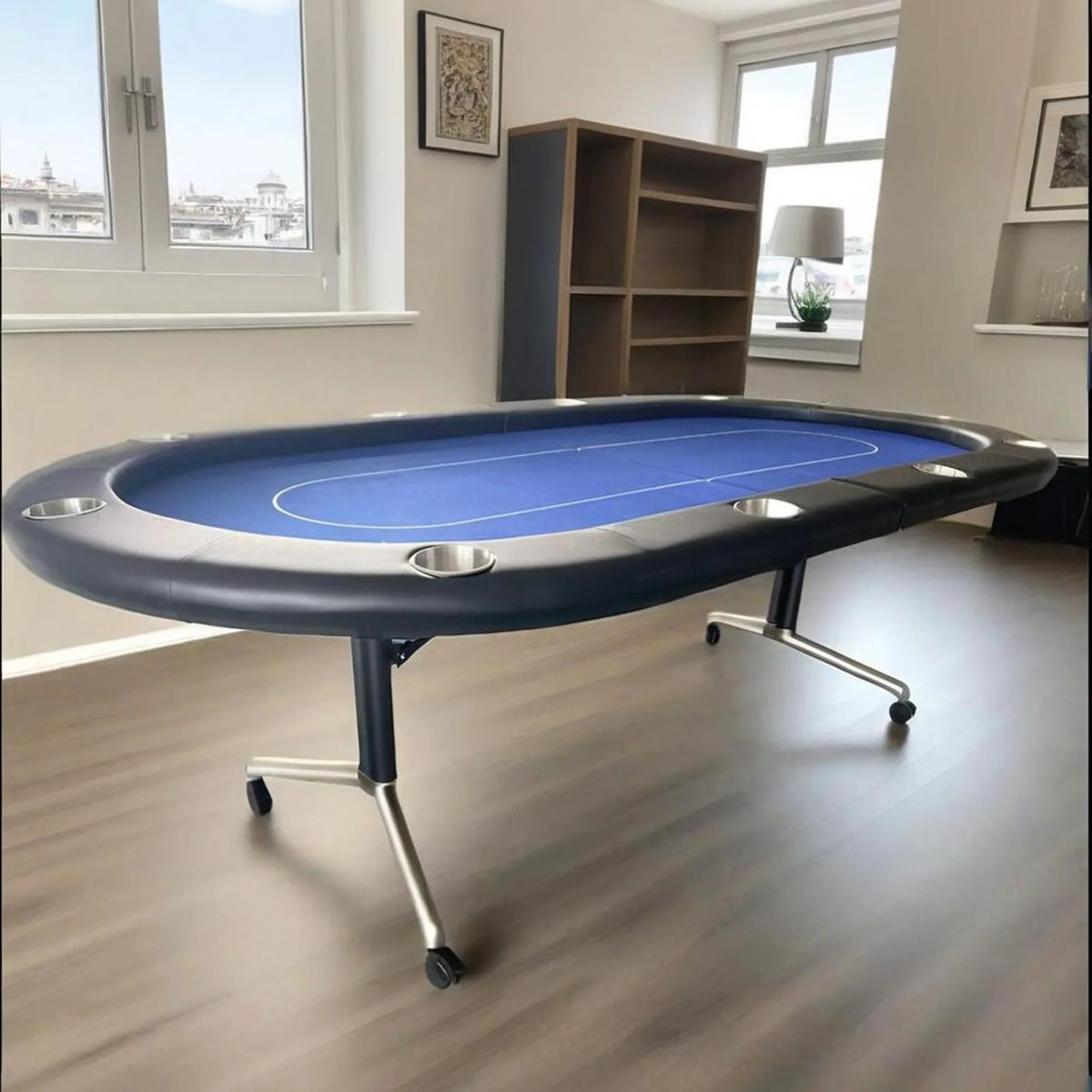 Premium Foldable 10-Player Modern MDF Metal Poker Table - Omega Lifestyles