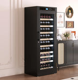 Temperature-Controlled Multi-Tiered Black Wood Wine Cabinet - Omega Lifestyles