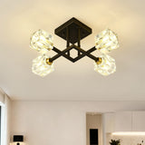 Modern Crystal Flush Mount Ceiling Light Matte Black - Omega Lifestyles