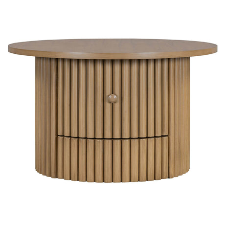Round Farmhouse Coffee Table With Drawer - Sleep Galleria