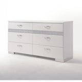White Synthetic Wood Modern Six-Drawer Jewelry Organizer Dresser - Omega Lifestyles