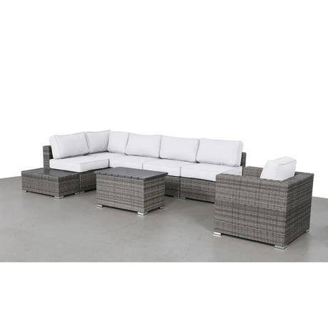 Modern Weather-Resistant 9-Piece Wicker Outdoor Seating Set - Omega Lifestyles
