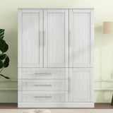 Classic White Solid Wood 4 Door Wardrobe With Drawers - Omega Lifestyles