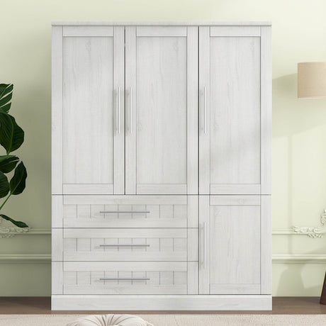 Classic White Solid Wood 4 Door Wardrobe With Drawers - Omega Lifestyles